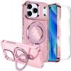 Protective Case - BOOLING - for iPhone 17 Pro Max - Pink Magnetic Circle Glitter - 2 Glass