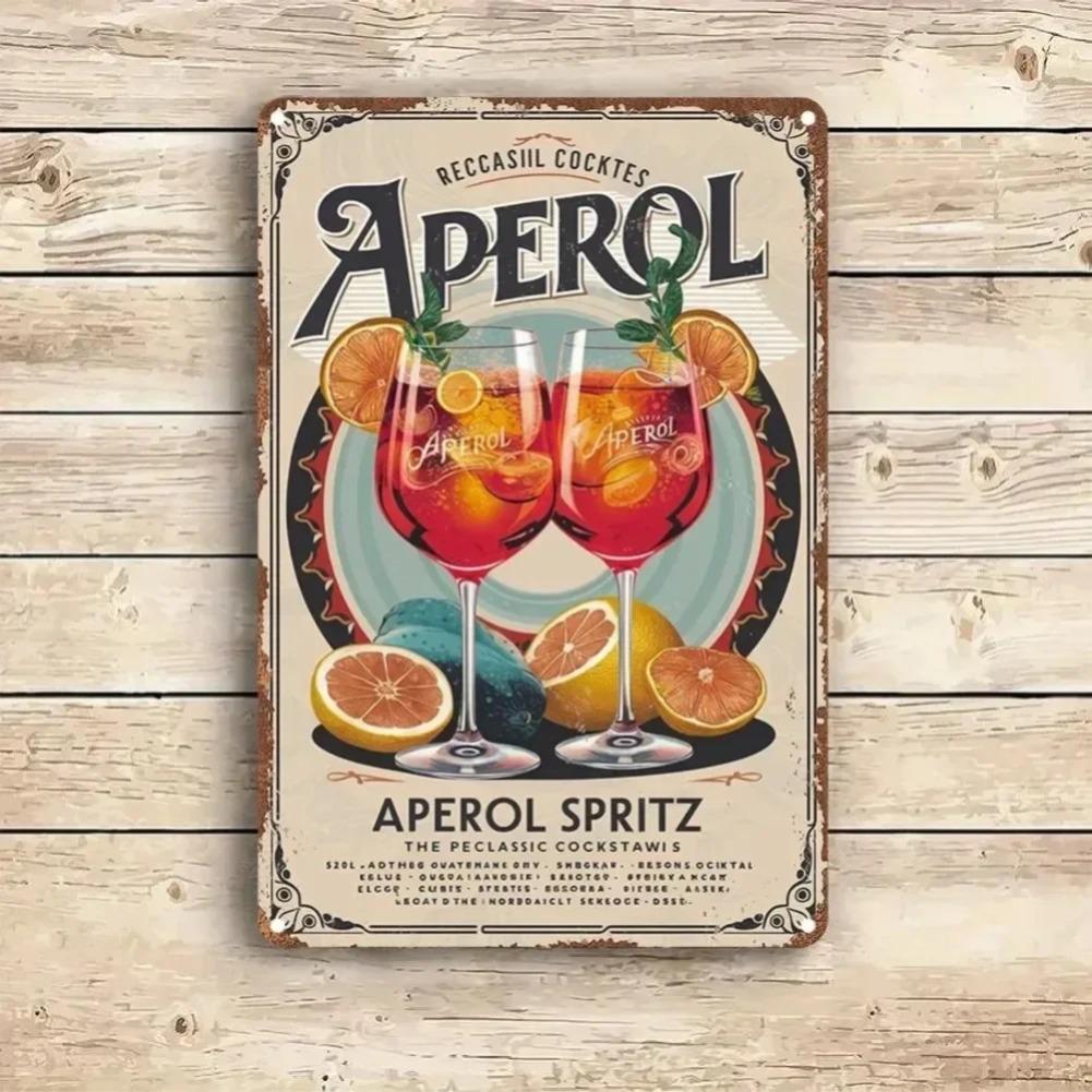 Vintage "Aperol Aura: Sip the Retro Sunshine!" Metal Sign - Waterproof Cocktail Art for Street Cafe/Bistro/Home