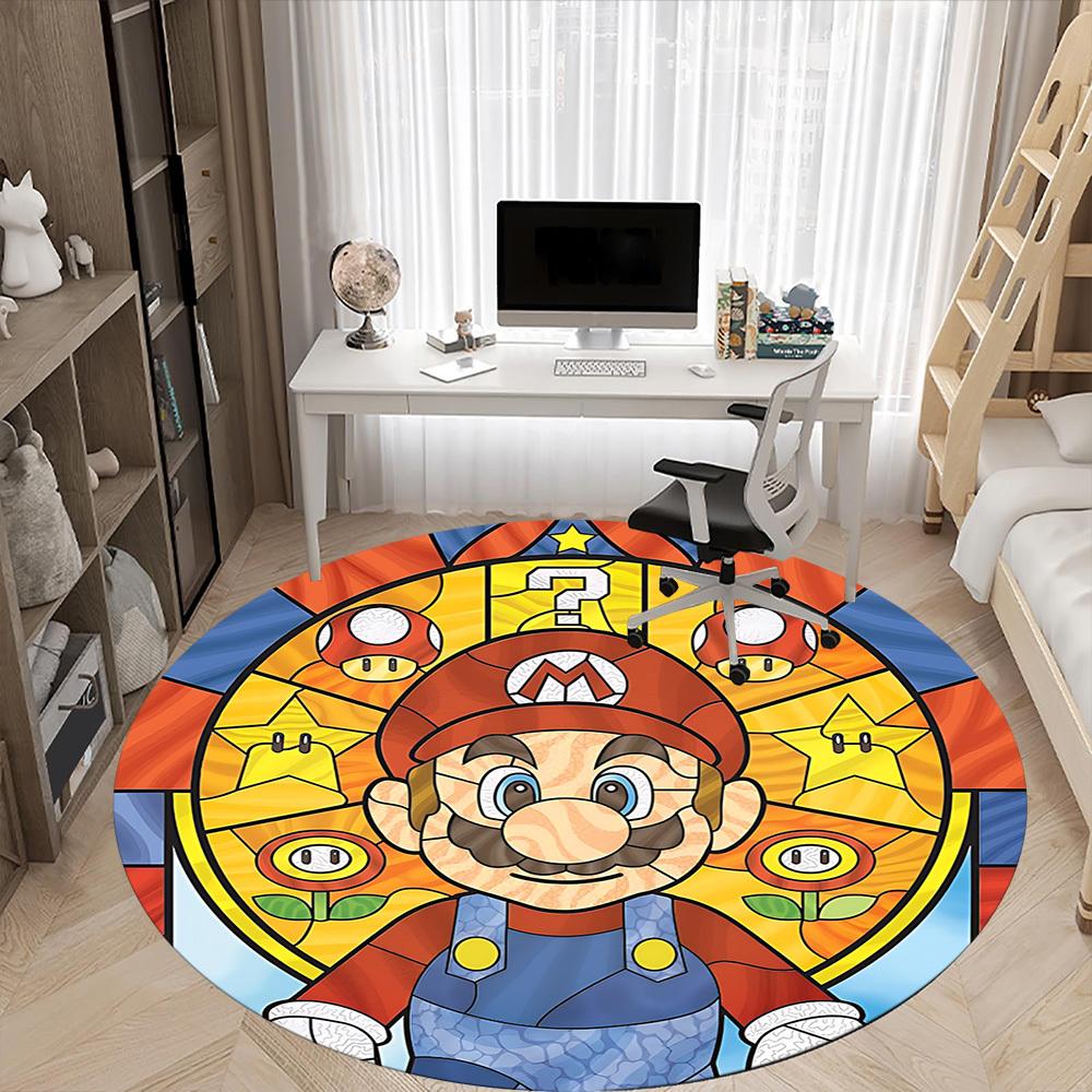 1pc Mario Game Office Round Area Rug, Under Office Chairs Bedroom Living Room Home Decor A0926058