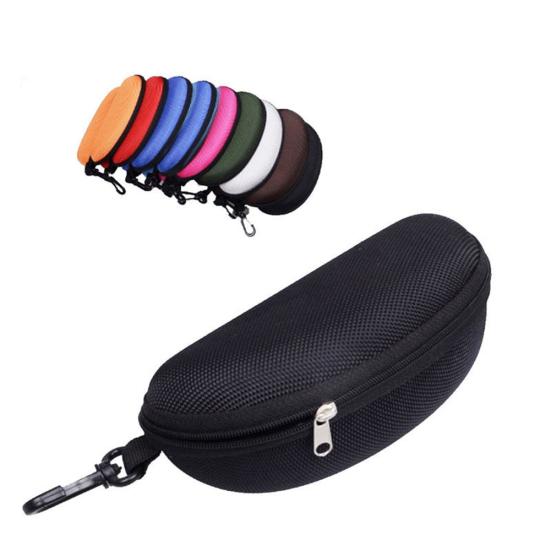 Casual Portable Zipper Sunglasses Clam Shell Case Glasses Protector Hard Box