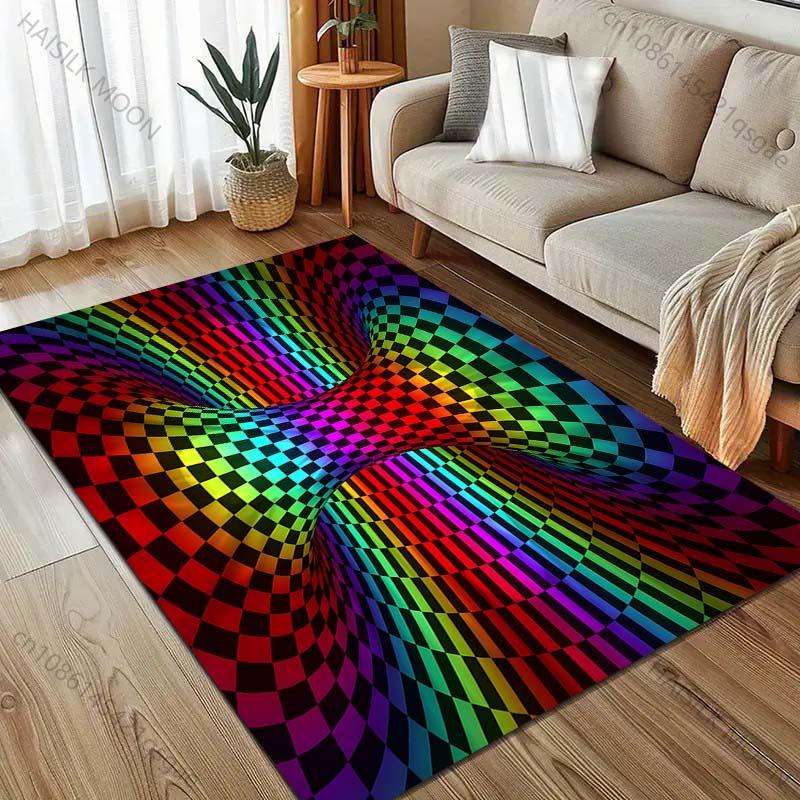 3D Optical Illusion Printing Carpet for Living Room Bedroom Sofa Doormat Home Decor Area Rugged Non-slip Floor Mat Large Size