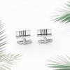 Men's Metal Cylindrical Cufflinks, Electroplated, French Minimalist, Versatile, Stylish Striped Cufflinks B1248
