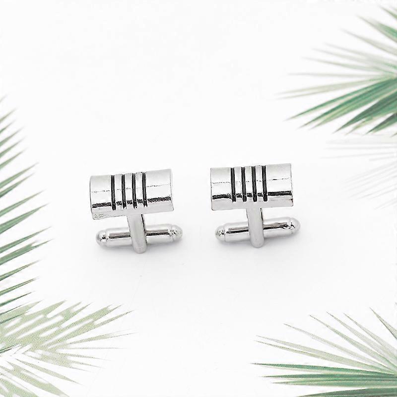 Men's Metal Cylindrical Cufflinks, Electroplated, French Minimalist, Versatile, Stylish Striped Cufflinks B1248