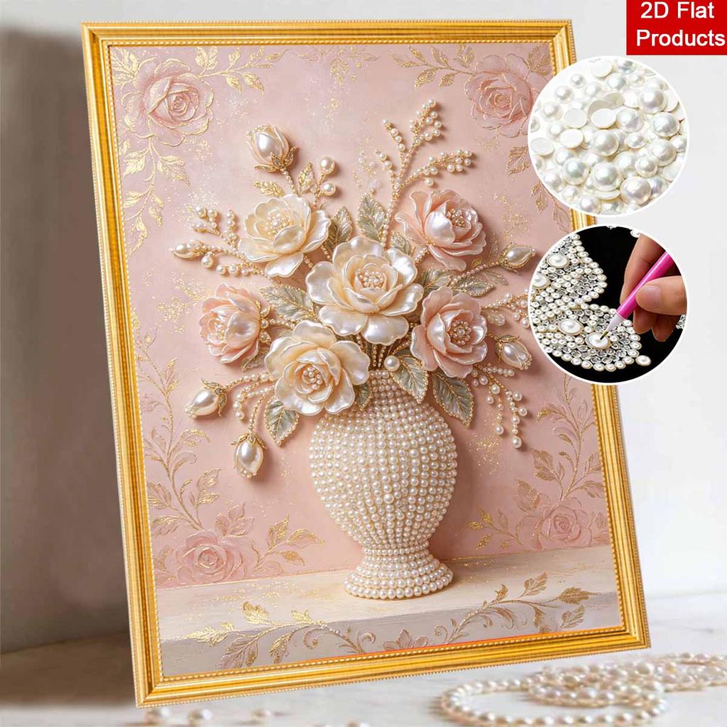 Kit Pittura Perle Fatto a Mano Rose Eleganti Fai da Te Tela Pittorica 3D con Perline Decorazione Creativa per la Casa Tempo Libero Regalo