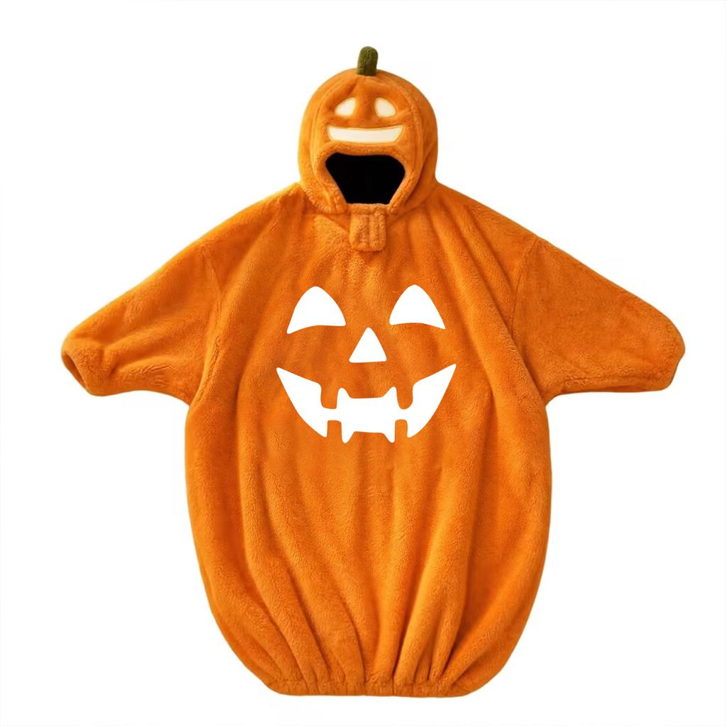 Kids' Halloween Printed Flannel Romper Pajama Set for Loungewear