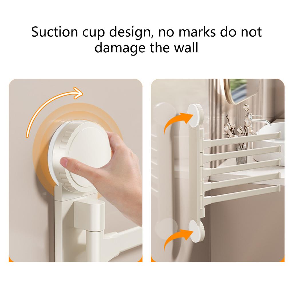Easy Installion Suction Towel Rack Double Rod Rotates Home Accessory for Renters and Without Damaging to Most Wall