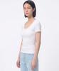BASIC HOUSE Women'S Modal Spandex U-Neck Slim Fit Short Sleeve T-Shirt White