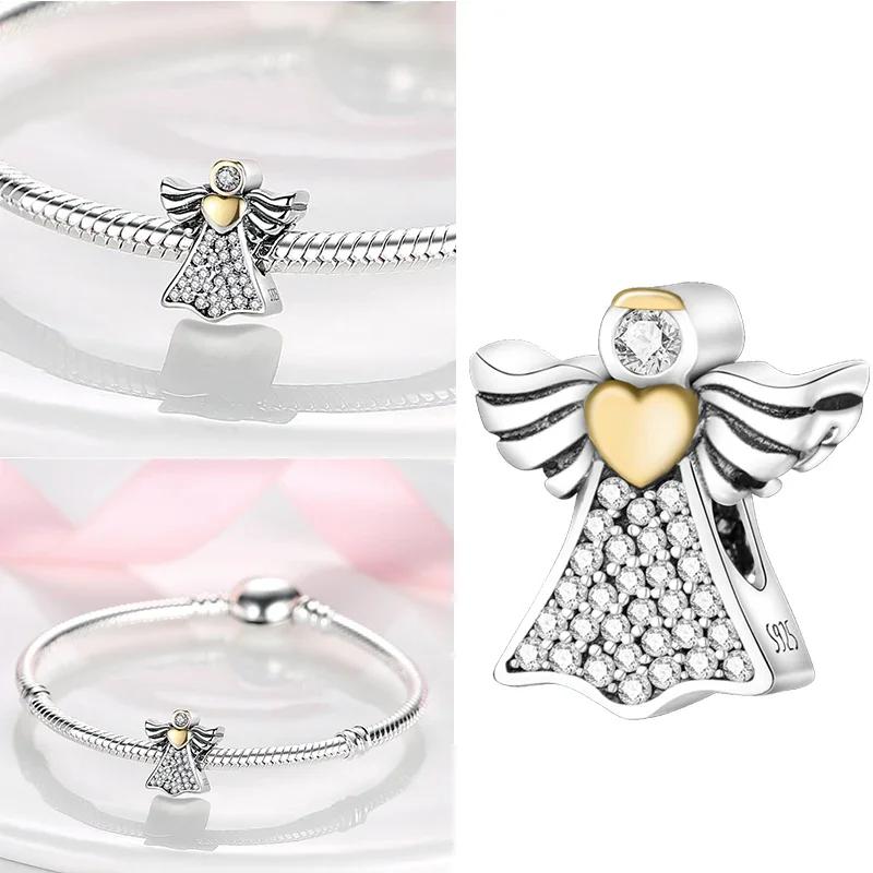 925 Silber Glühwürmchen Libelle Eule Anhänger Kleeblatt Herz Zirkon Farbperle für Original Armband Anhänger Schmuck