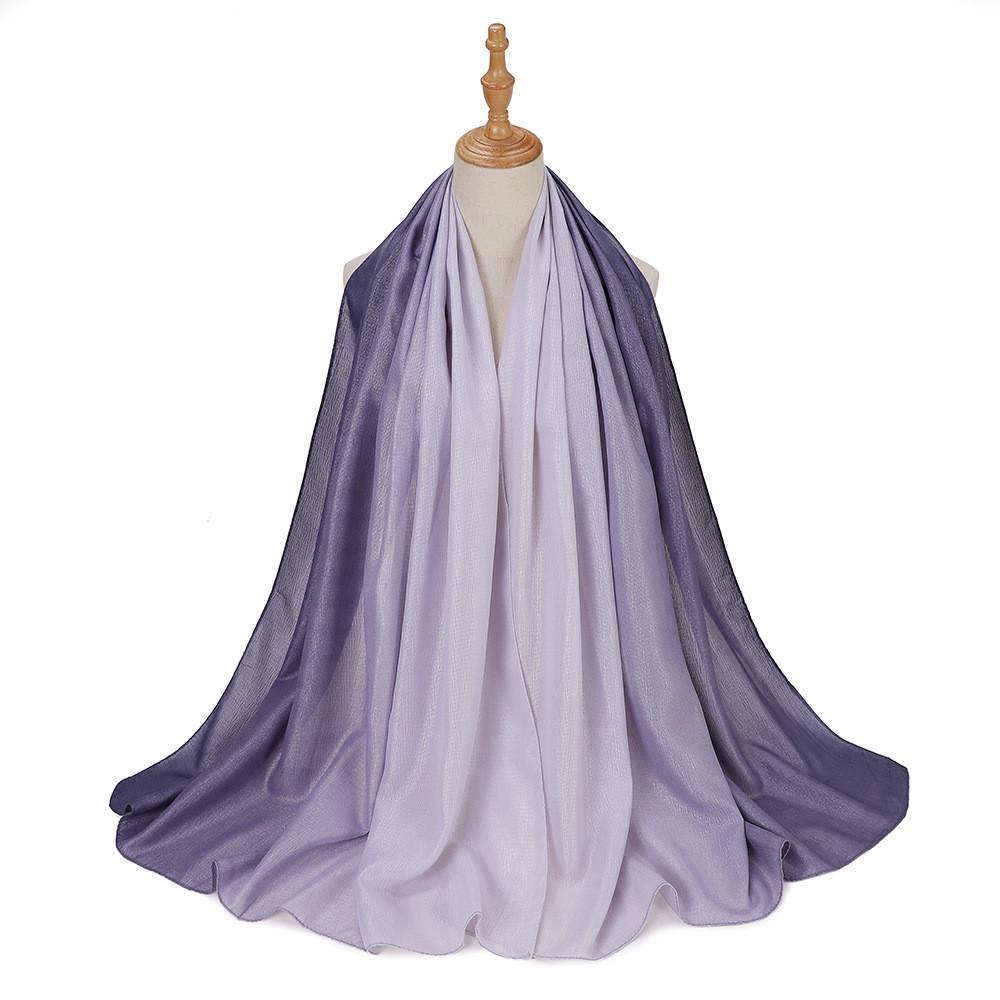 New Silk Hand Gradient Fashion Hijab Scarf Indonesian Malay Silver Scarf Raya Hijab