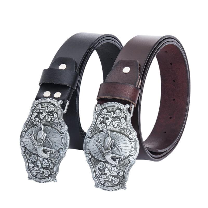 Antikes Kostüm Schauspieler Rindsleder Gürtel Gentleman Identitätsgürtel Gürtel Taillengürtel Zweilagiges Leder Schwarz Kaffee Gürtel