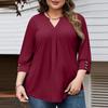 Women's Fashionable Casual Plus-Size V-Neck Button-Down Short-Sleeve Top