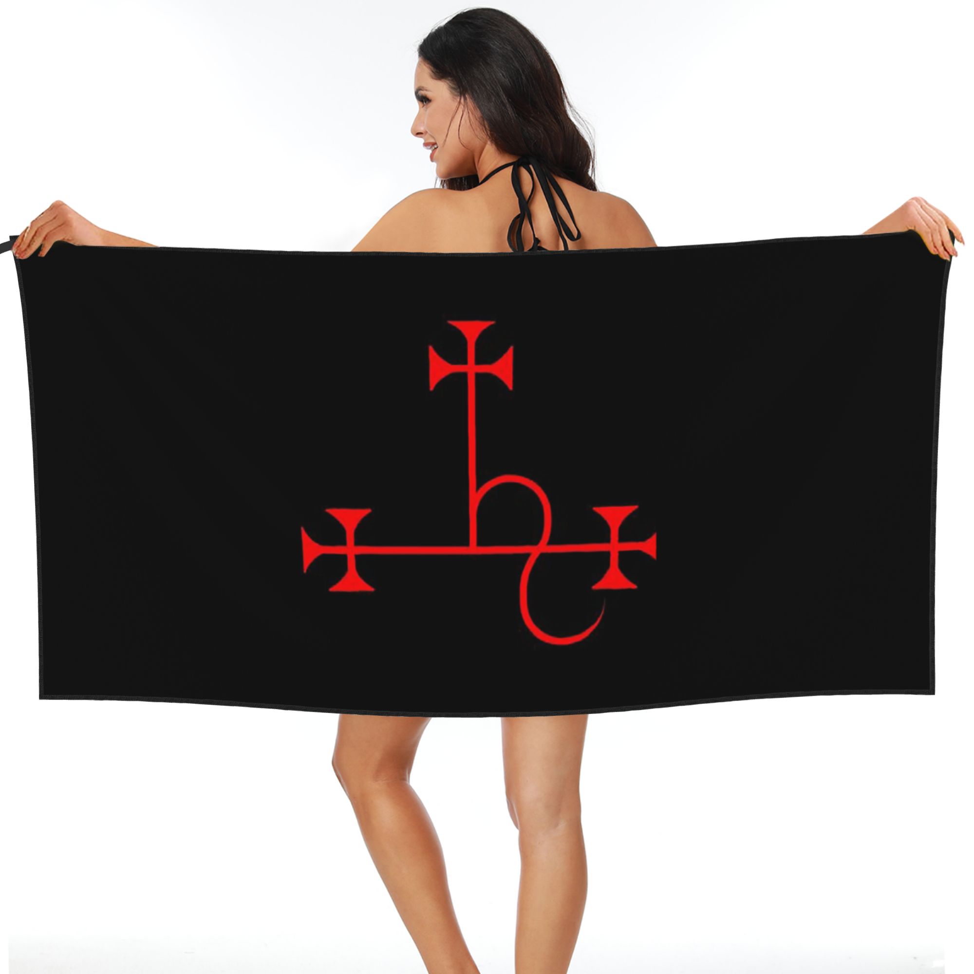 

Lilith - Goetia Style Sigil - Uncircled (Red) Poster Beach Towel Soft Microfiber Quick Dry Absorbent Quick Towels For Bath W30*H60(CM)