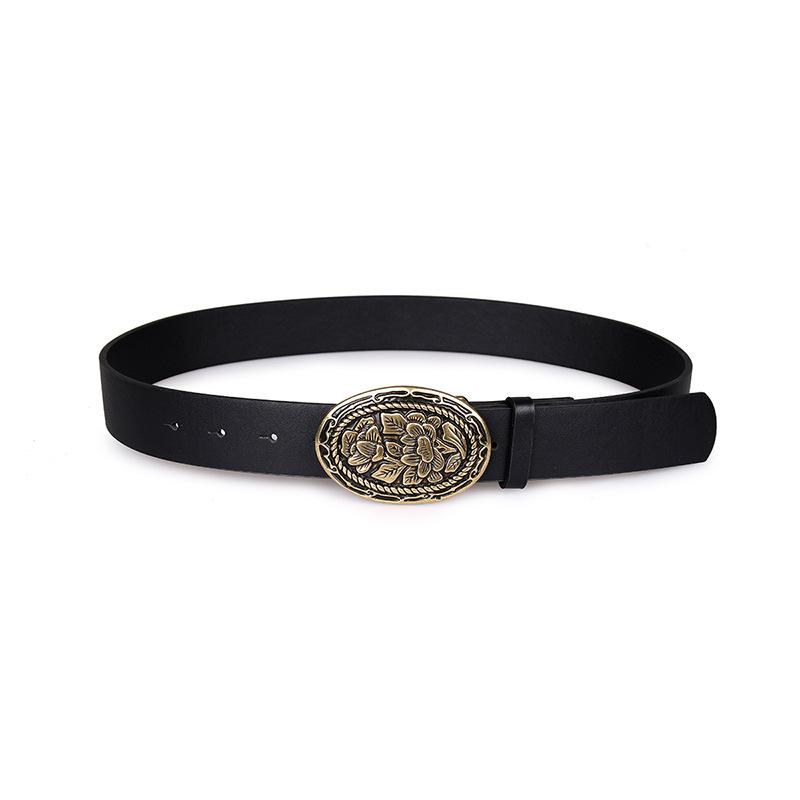 Spring New Independent Station Women's Retro Tang Straw Buckle Belt Fashionable Versatile Women's Belt