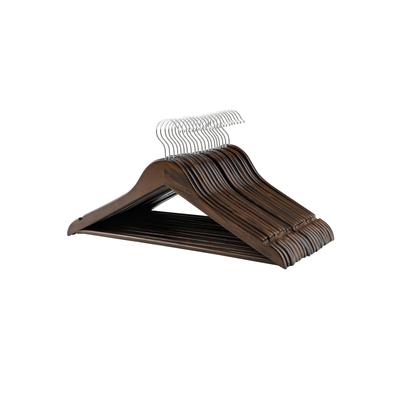 SONGMICS Wooden Hangers, Set of 20, Coat Hangers, Clothes Hangers, with Shoulder Notches, Anti-Slip Trousers Bar, 360 Degrees Swivel Hook, for Suits