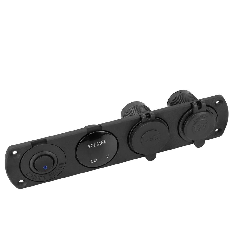 Universal 12V Electrical Outlet Panel Having LED Power Indicator For Marine Automotive Applications