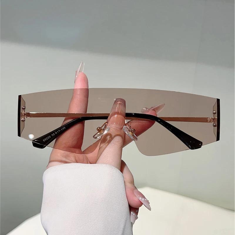 KAMMPT Rimless Sunglasses Men Women Fashion Monoblock Gradient Shades Trendy Brand Design Outdoor Sun Glasses