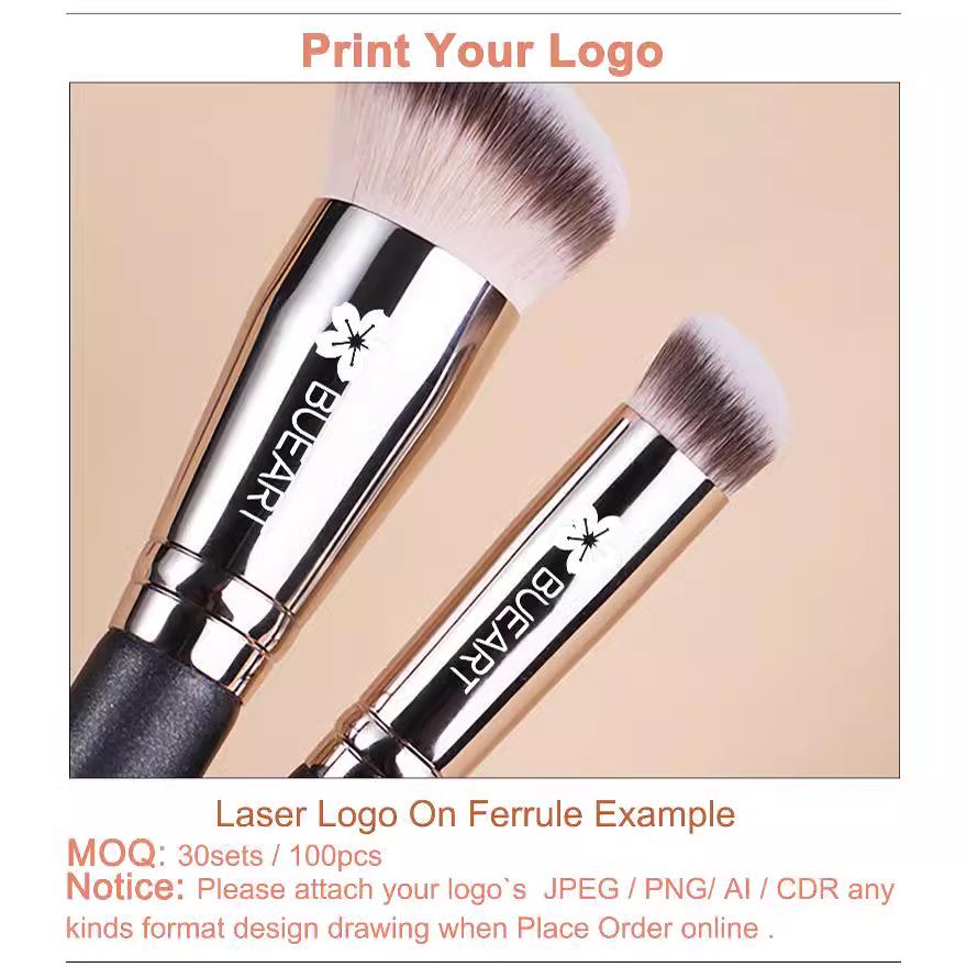 Seamless Angled Round Head Foundation & Concealer Brush, Black