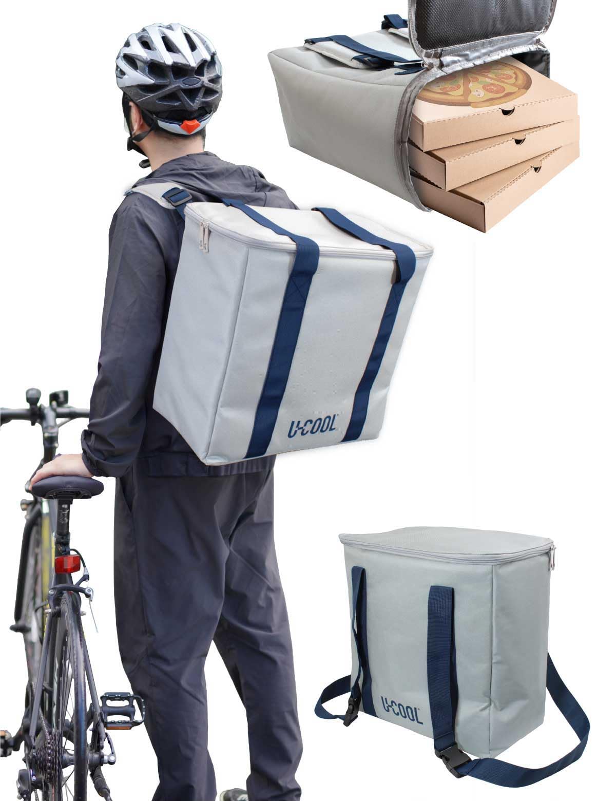 Insulated Cooler Delivery Uber Eats Delivery 25L Large Capacity Cooler Shoulder Shopping Tote Sports Outdoor 3-Way Bag, Bag, Bag, Box, Bag, Foldable, серый