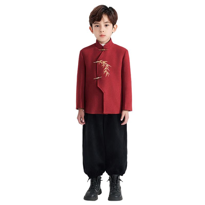 Luomeng Boys  Chinese New Year Wool Blend Coat 120