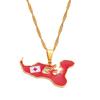 Anniyo Tonga Map & Flag Pendant Necklaces Stainless Steel and Gold Color Tongan Ethnic Jewelry #155021