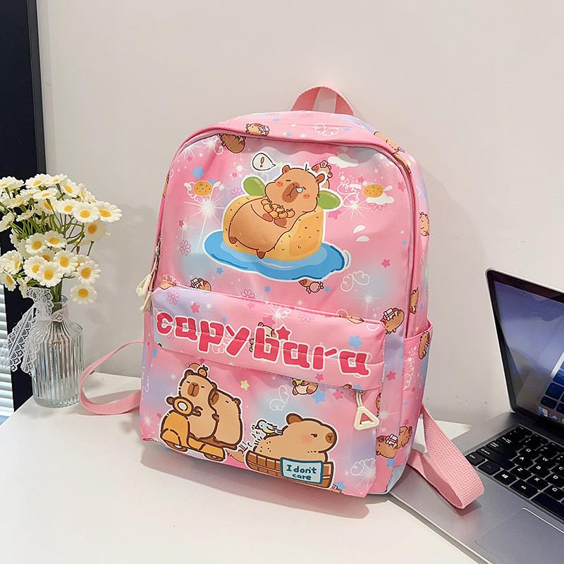Cartoon Capybara Cute Car Bath Singing Printed Children Large Backpack Capacity