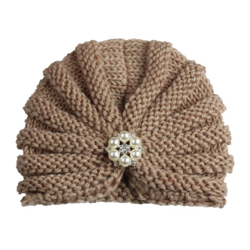

New children s products winter, solid color with diamond baby wool hat, baby knitted thermal hat adjustable