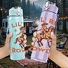 1PC Lil Bit Rowdy Cow Horse Western Print 750ml Color Plastic Sports Water Bottle Leakproof Flip Straw Lid Suitable for Sports Office Home Use