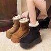 Women's Thick Bottom Hairy Mouth Winter Lightweight Warm Padded Snow Boots Non-slip Wear-resistant Casual Sneakers Cotton Boots