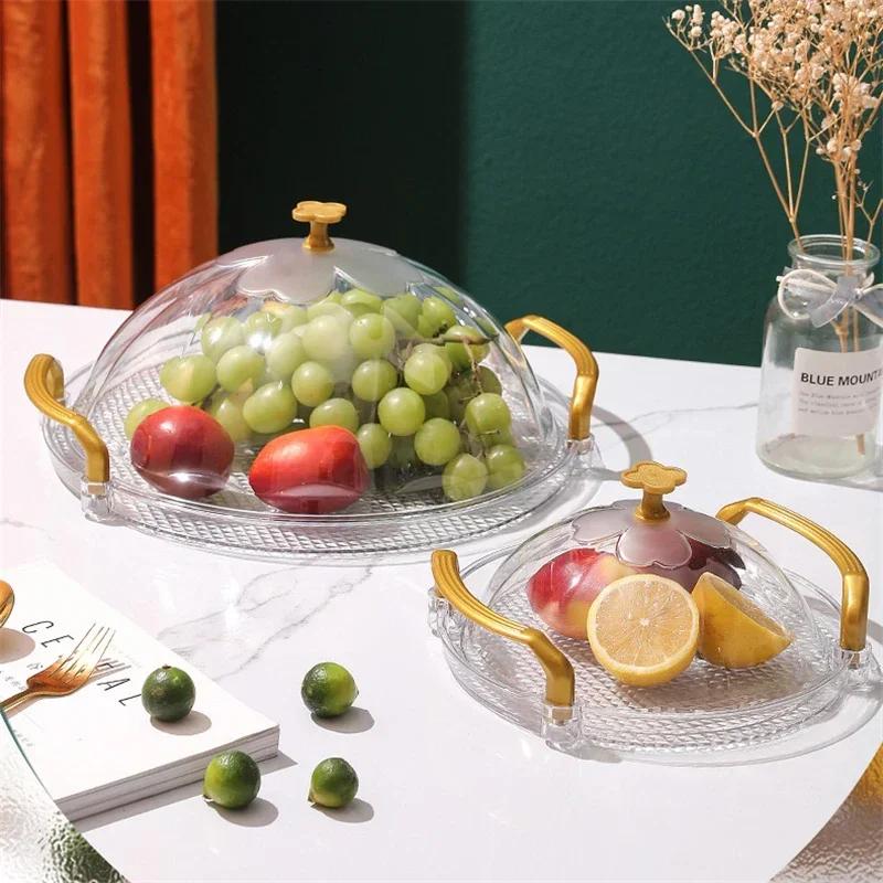 Household Tea Cups, Water Cups, Plastic Tea Trays Nordic Fruit Plate Commercial Storage Tray PET Light Luxury Circular Tray