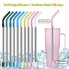 BPA Free Reusable Stainless Steel Straws with Soft Colorful Silicone Tips for Bubble Tea Coffee Family Dinner Parties