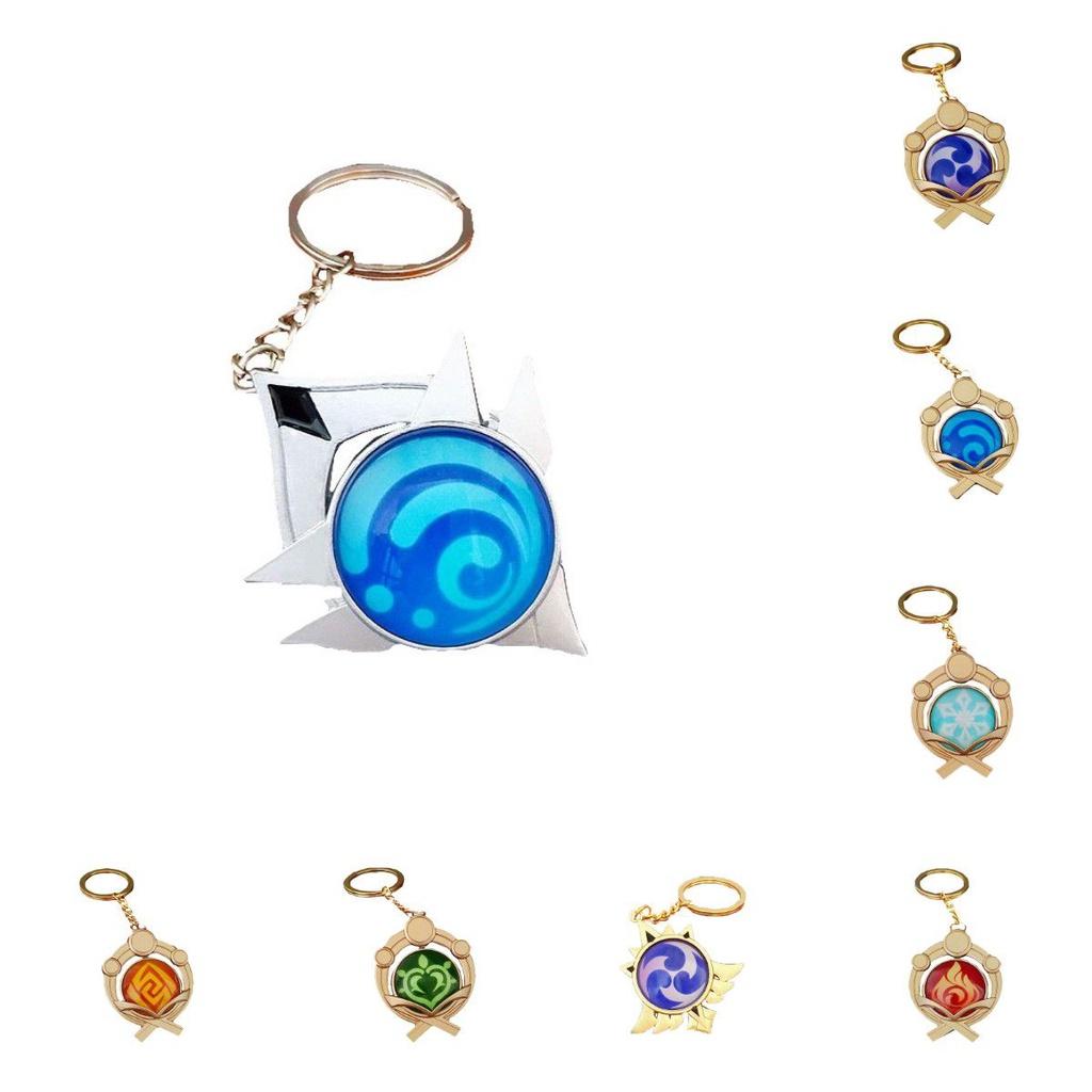 Seven Impact Genshin Elements Keychain Geo Anemo Electro Dendro Hydro Pyro Cryo