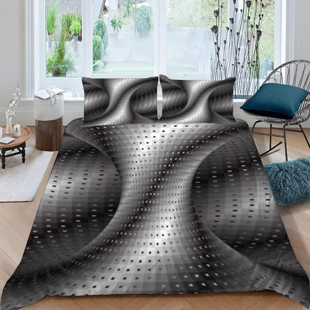 Visual Space Bedding Set Colorful Art Comforter Cover Rainbow Gradient Duvet Cover Optical Illusion Bedspread Cover Full King