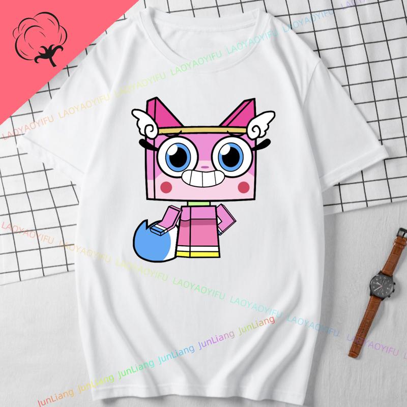 Unikitty Cat Print Funny Tee Shirt Cute 90s  Funny Tee Man Womens 100 Cotton Short Sleeves Couple Birthday Gift Party Shirt