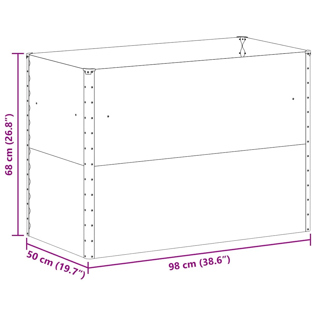 Raised Bed Light Brown 98 X 50 X 68 Cm Galvanized Steel