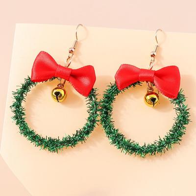 2023 Holiday Charm: European & American Creative Bell Wreath Bow Earrings