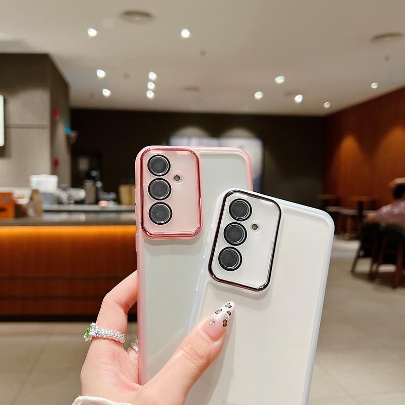 Solid Color Frame Soft Clear Phone Shell For Samsung S25 Ultra S24 FE S23 Plus S22 S21 A55 A16 A35 A54 A34 A15 Transparent Shockproof Slim Case Cover