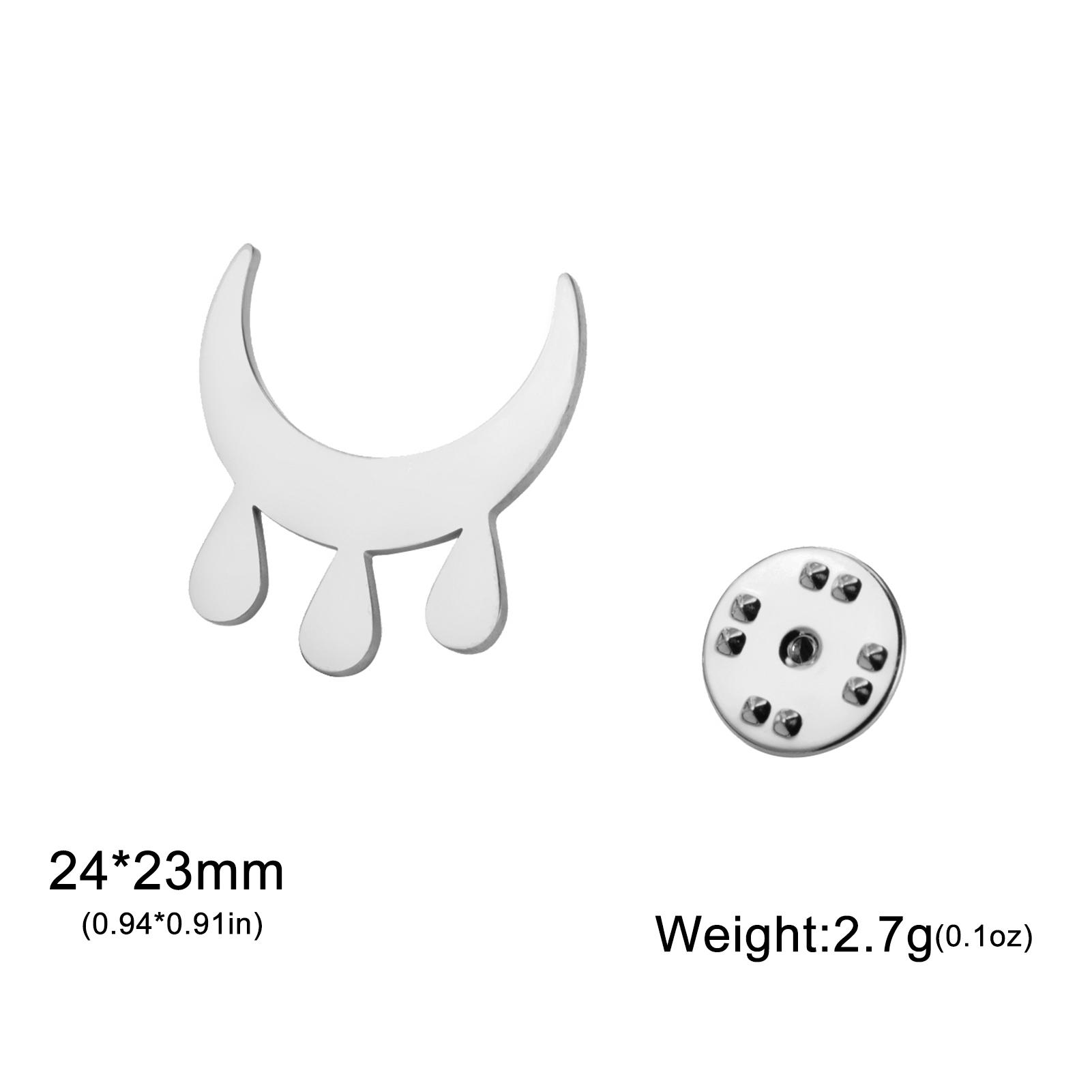 

Water Drop Moon Brooch Crescent Teardrop Stainless Steel Brooches Pin Badges for Men Women s Shirt Suit Hat Fashion Jewelry Gift