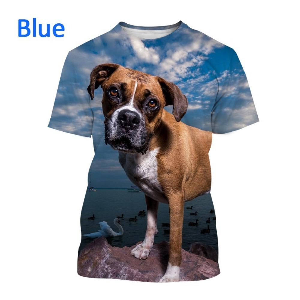 Hot-selling Men's Bulldog 3D T-shirt, Cute Animal Puppy T-shirt, Personalized Casual Printed Short-sleeve Top.