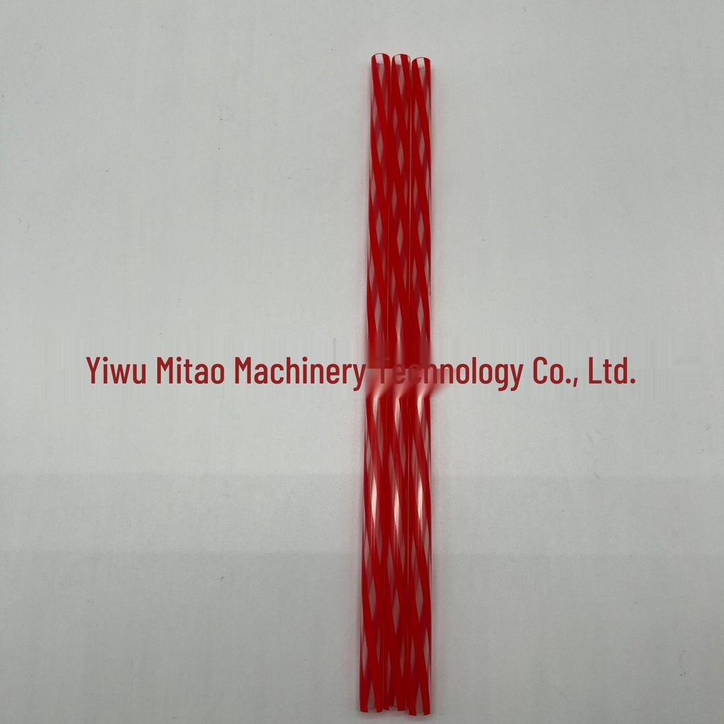 Thickened Two-Color Threaded Plastic Straws, 100-Pack