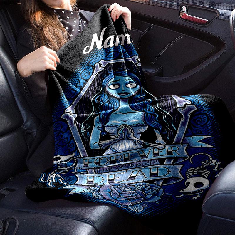 Benutzerdefinierter Name Corpse Bride Kunstdecke Bett Sofa Decke Flanelldecke für Camping, Wandern, Picknick Zubehör, Geschenk für Familie und Freunde