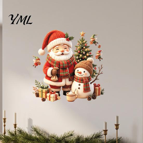Snowman Elves Toilet Seat Decals Cute Santa Christmas Wall Decals, Removable PVC Stickers with No Residue Seasonal Decor Elf Gift Elements,