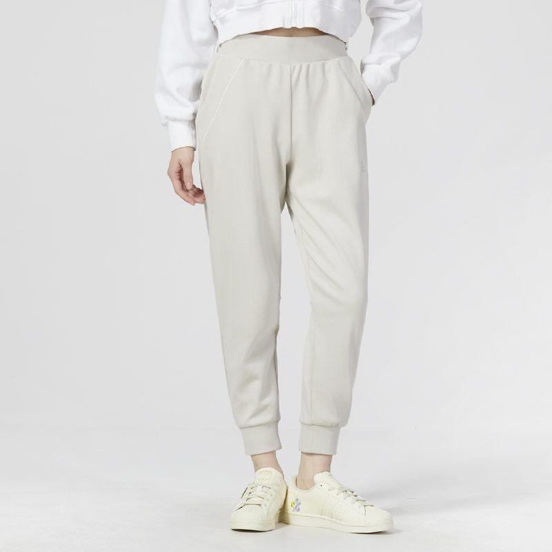 Adidas Knitted Sweatpants Women's White Moderate Cuffed Pants HZ3002