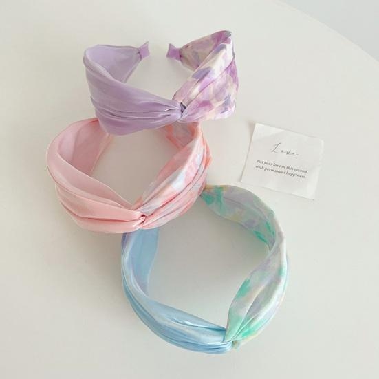 2 Piezas Diadema para Mujer Color Tie-Dye Diseño de Nudo Tejido Suave Aro Ancho para el Cabello Ligero Elástico Accesorio para el Cabello