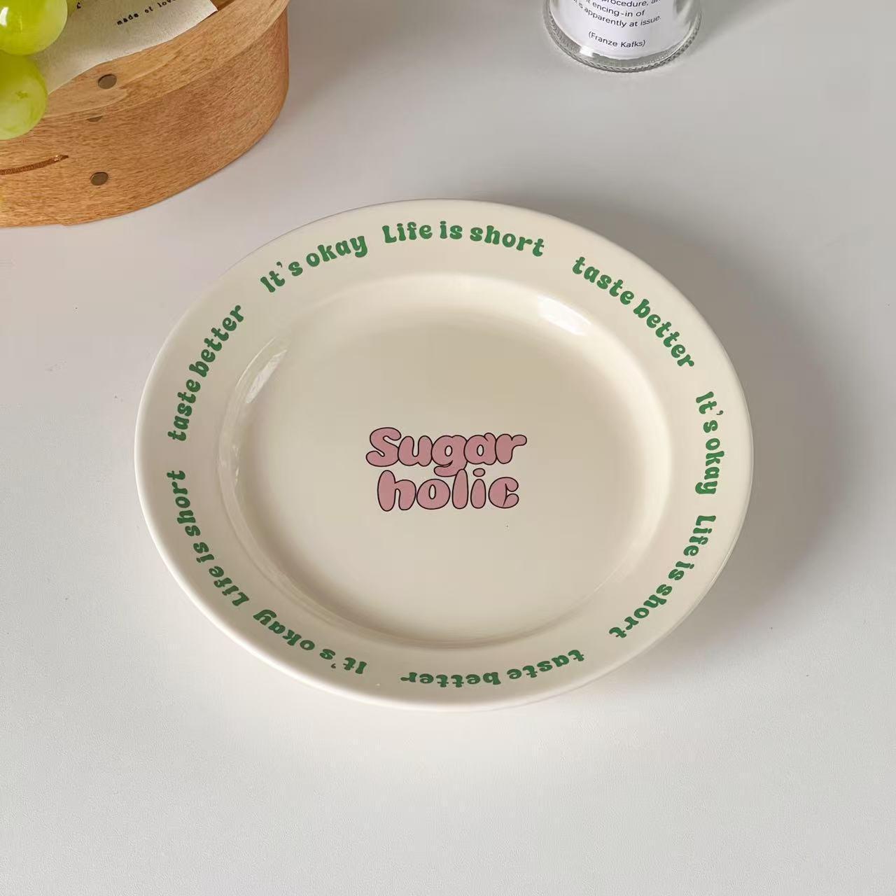 

Nordic Style Ceramic Dinner Plates Home Letters Versatile Serving Plate Creative Dessert Cake Dish Western Pasta Tableware 8 inches
