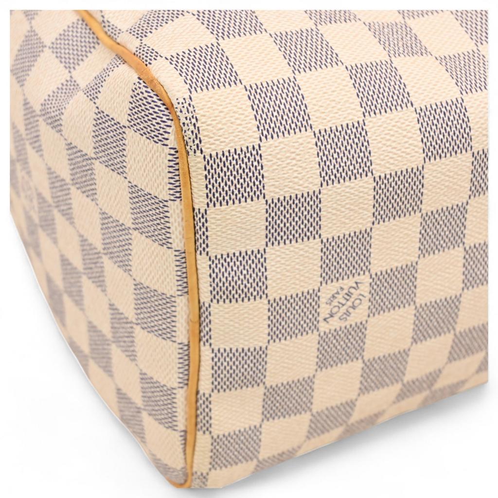 Auth LOUIS VUITTON Damier Azur Speedy 25 Boston Bag Handbag PVC N41371 lv5557nj