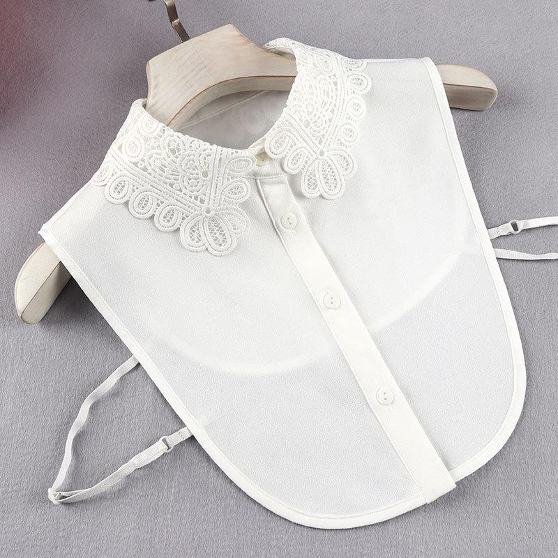 Autumn/Winter Korean Style Women s Chiffon Shirt with Detachable Embroidered Collar