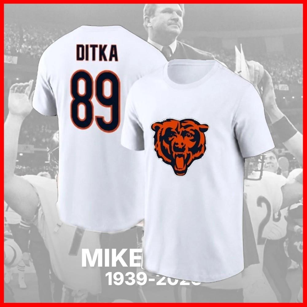 2 Sided Mike Ditka 1939-2026 White Cotton T Shirt S-5XL S322 Unisex T-Shirt