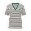 Navigare Women's Loose V-Neck Striped Short-Sleeve Knit Top
