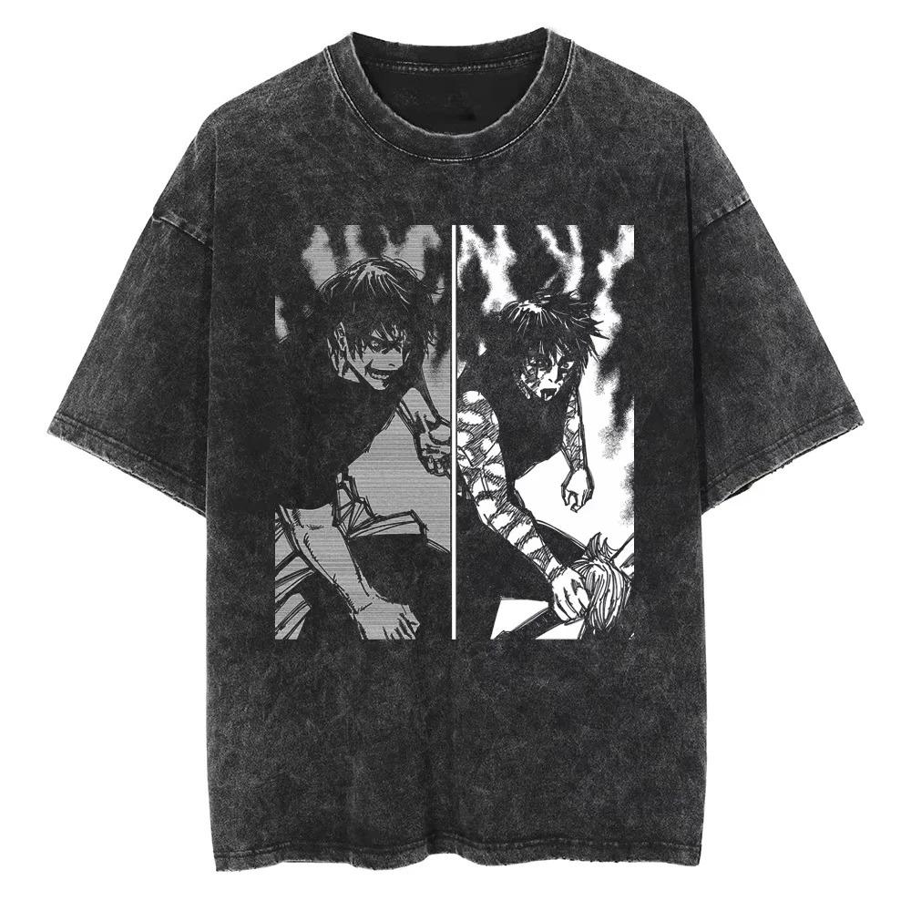 Jujutsu Kaisen Ryomen Sukuna Graphic Print Vintage Washed Oversized Anime Streetwear T-Shirt