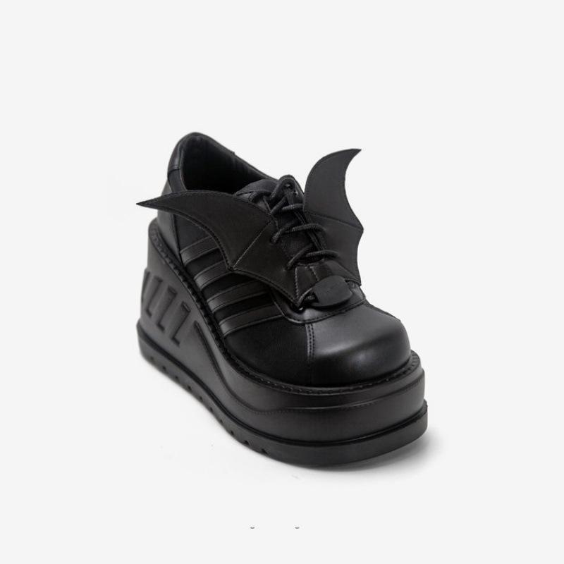 Fashion Cyberpunk Leather Shoes Increase Platform Shoes Female Dark Gothic Big Head Shoes Personality